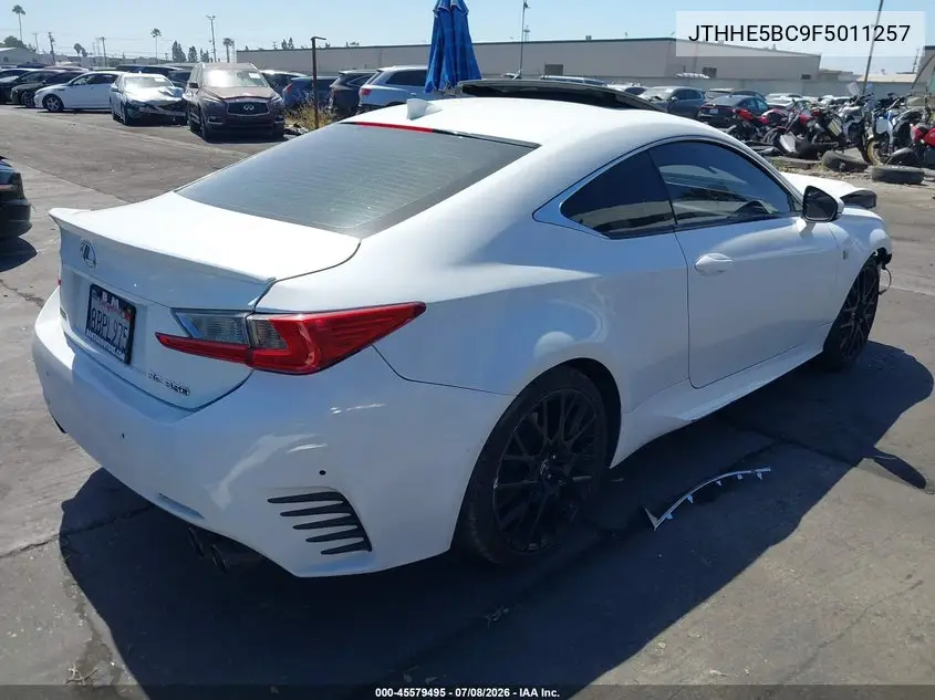 2015 Lexus Rc 350 VIN: JTHHE5BC9F5011257 Lot: 45579495