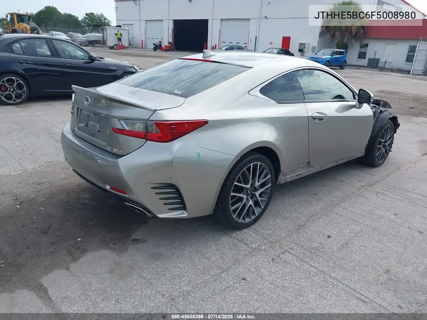 2015 Lexus Rc 350 VIN: JTHHE5BC6F5008980 Lot: 45608396