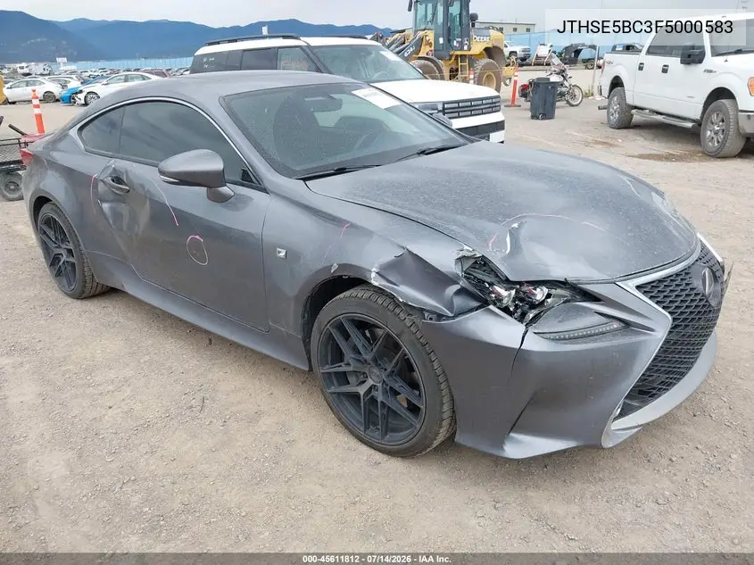 2015 Lexus Rc 350 VIN: JTHSE5BC3F5000583 Lot: 45611812