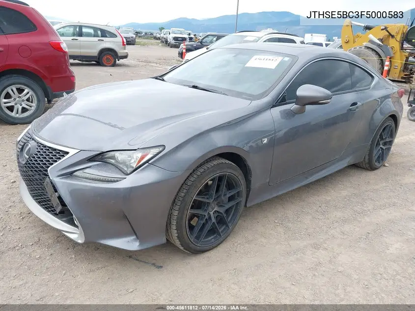 2015 Lexus Rc 350 VIN: JTHSE5BC3F5000583 Lot: 45611812