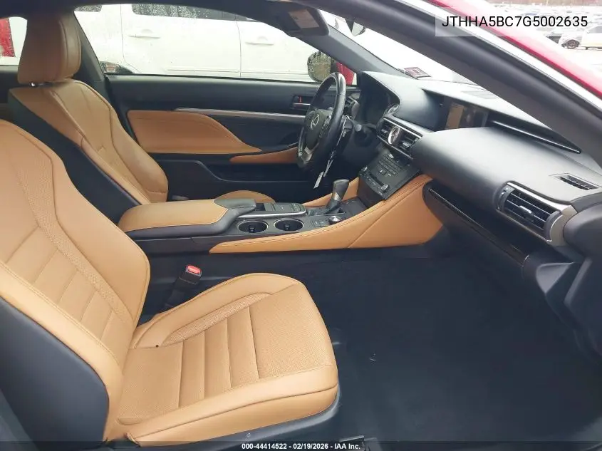 2016 Lexus Rc 200T VIN: JTHHA5BC7G5002635 Lot: 44414522
