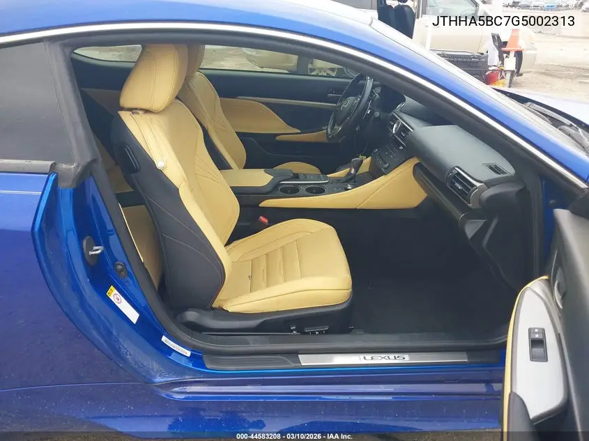 2016 Lexus Rc 200T VIN: JTHHA5BC7G5002313 Lot: 44583208