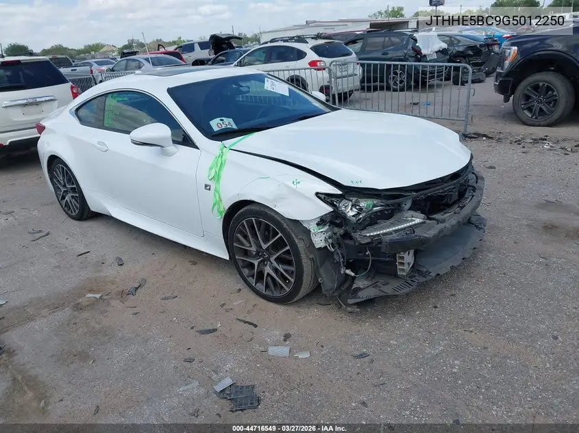 2016 Lexus Rc 350 VIN: JTHHE5BC9G5012250 Lot: 44716549