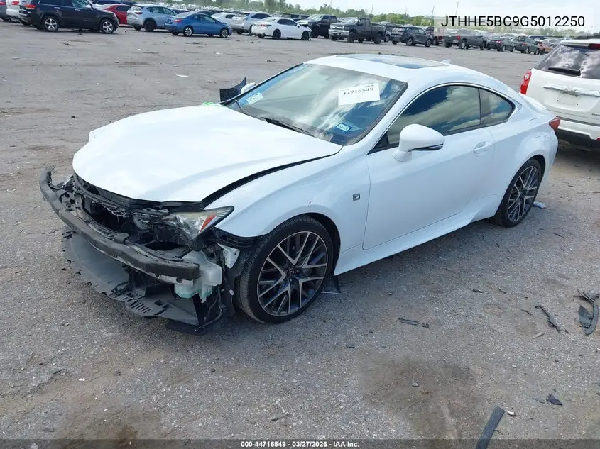 2016 Lexus Rc 350 VIN: JTHHE5BC9G5012250 Lot: 44716549