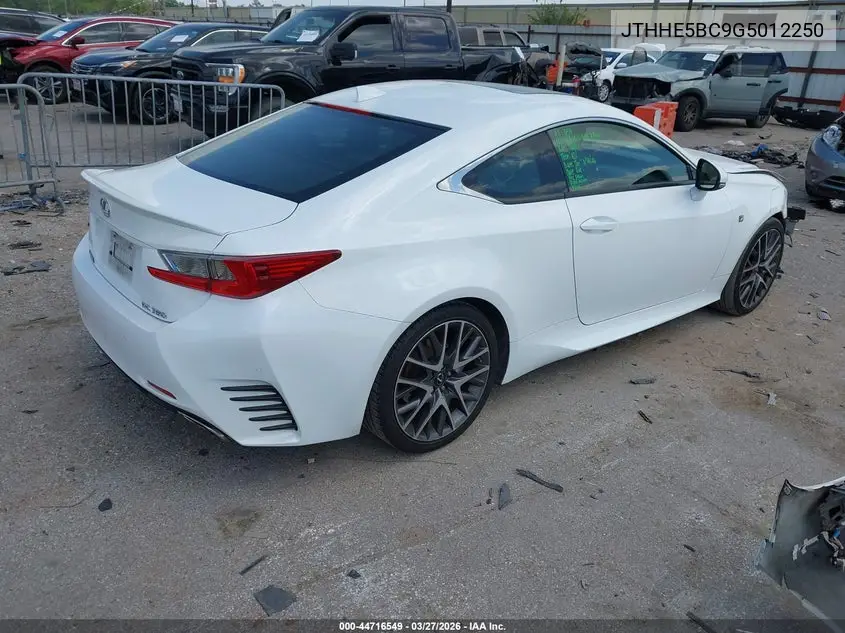 2016 Lexus Rc 350 VIN: JTHHE5BC9G5012250 Lot: 44716549