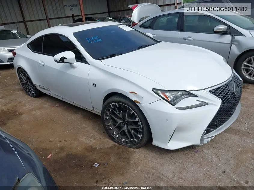 2016 Lexus Rc 350 VIN: JTHHE5BC3G5011482 Lot: 44983557