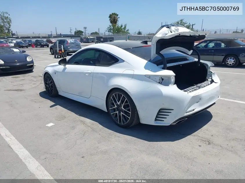 2016 Lexus Rc 200T VIN: JTHHA5BC7G5000769 Lot: 45181720