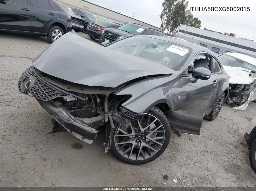 2016 Lexus Rc 200T VIN: JTHHA5BCXG5002015 Lot: 45504065