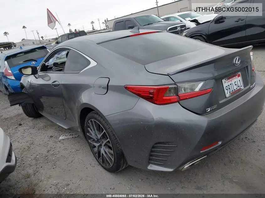2016 Lexus Rc 200T VIN: JTHHA5BCXG5002015 Lot: 45504065