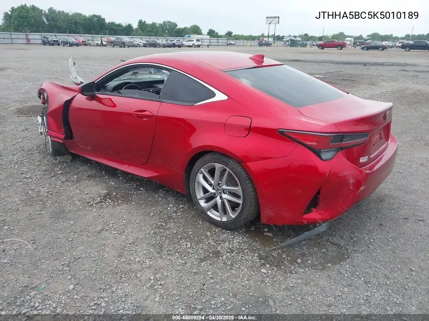 2019 Lexus Rc 300 VIN: JTHHA5BC5K5010189 Lot: 45009284