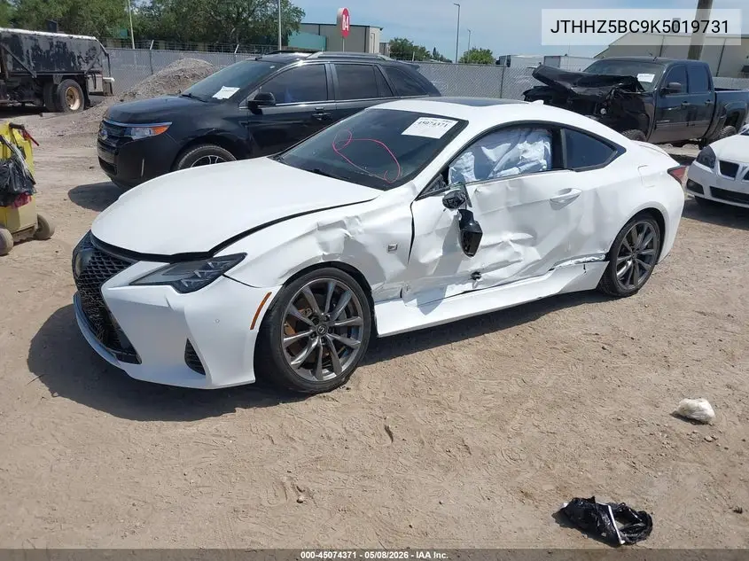 2019 Lexus Rc 350 F Sport VIN: JTHHZ5BC9K5019731 Lot: 45074371