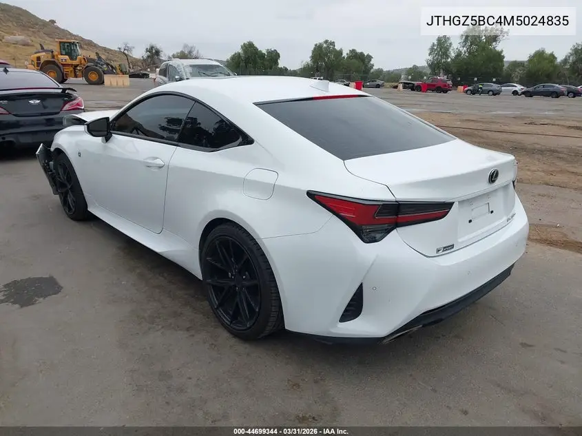 2021 Lexus Rc 350 F Sport VIN: JTHGZ5BC4M5024835 Lot: 44699344