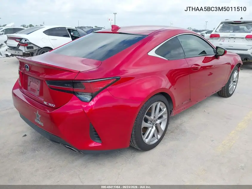 2021 Lexus Rc 300 VIN: JTHAA5BC3M5011510 Lot: 45411364