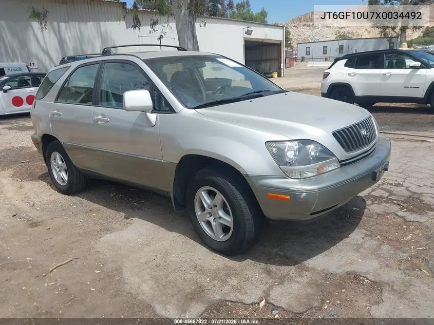 1999 Lexus Rx 300 VIN: JT6GF10U7X0034492 Lot: 45687922
