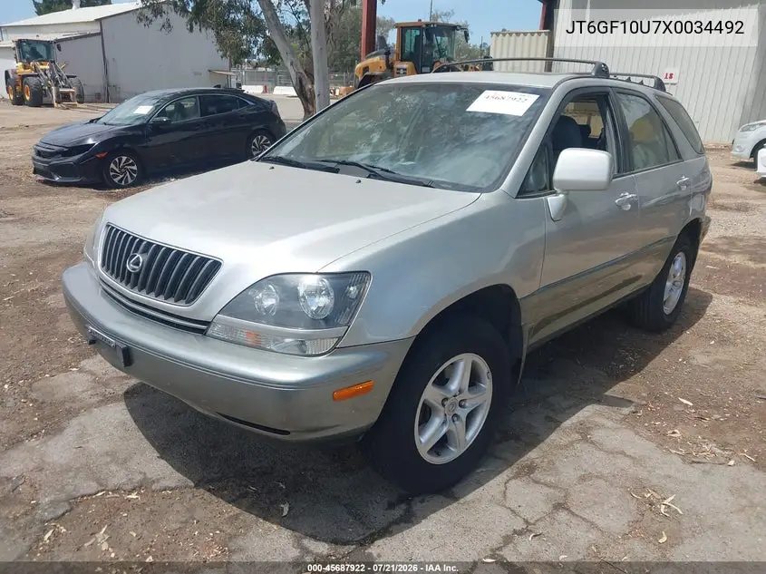 1999 Lexus Rx 300 VIN: JT6GF10U7X0034492 Lot: 45687922