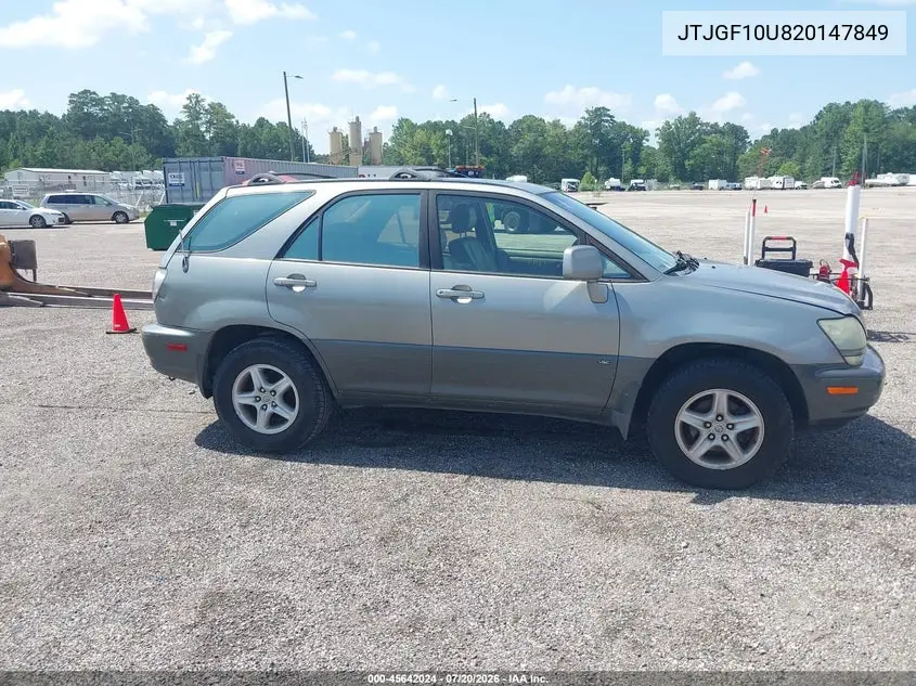 2002 Lexus Rx 300 VIN: JTJGF10U820147849 Lot: 45642024