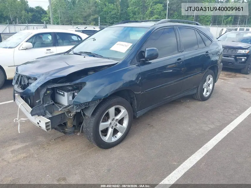 2004 Lexus Rx 330 VIN: JTJGA31U940009961 Lot: 45316242