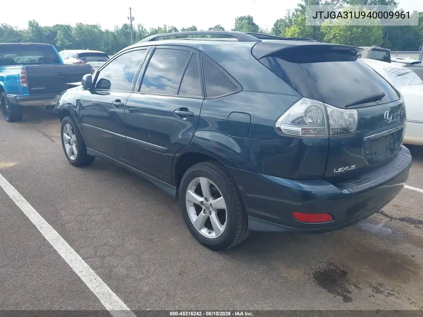2004 Lexus Rx 330 VIN: JTJGA31U940009961 Lot: 45316242