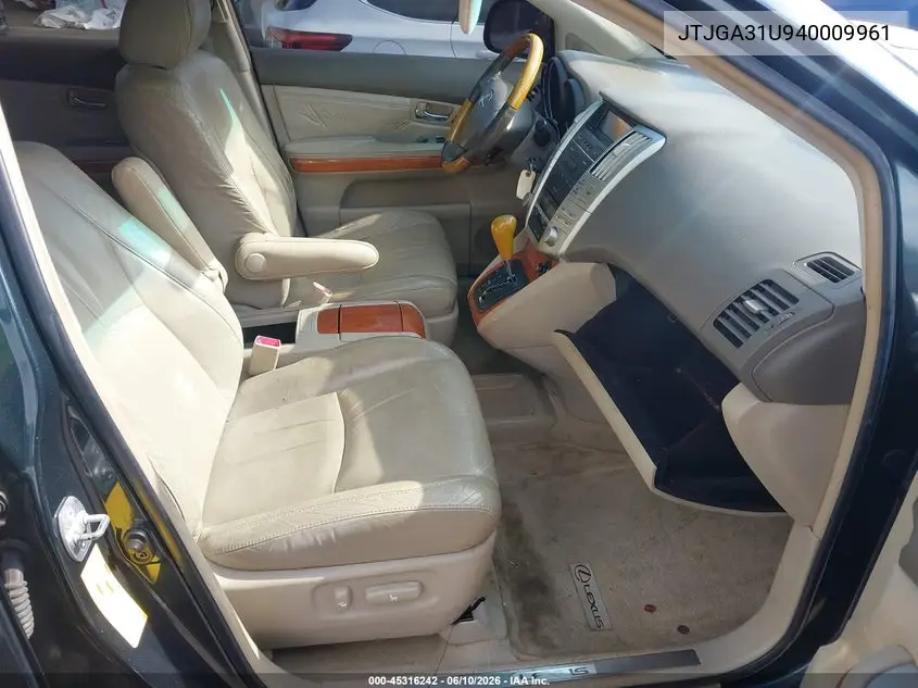 2004 Lexus Rx 330 VIN: JTJGA31U940009961 Lot: 45316242