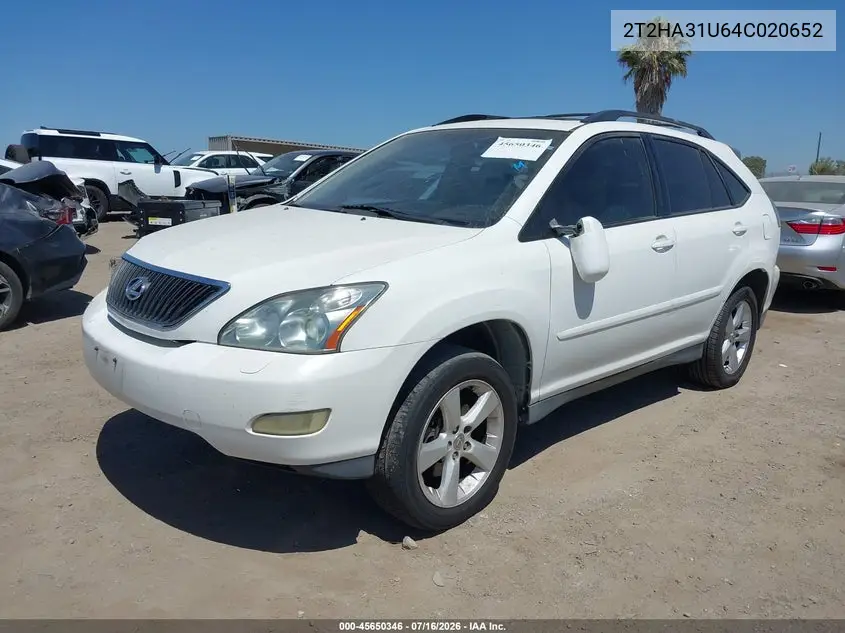 2004 Lexus Rx 330 VIN: 2T2HA31U64C020652 Lot: 45650346