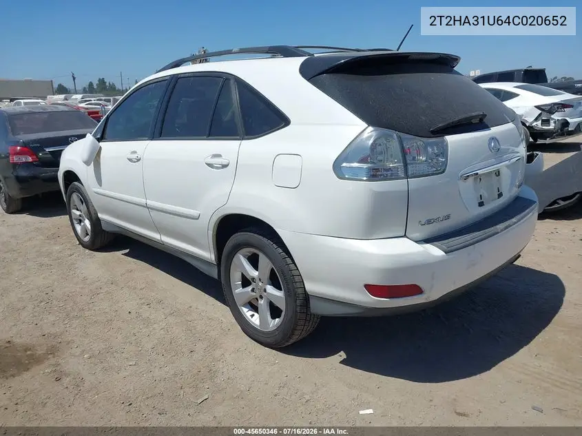 2004 Lexus Rx 330 VIN: 2T2HA31U64C020652 Lot: 45650346