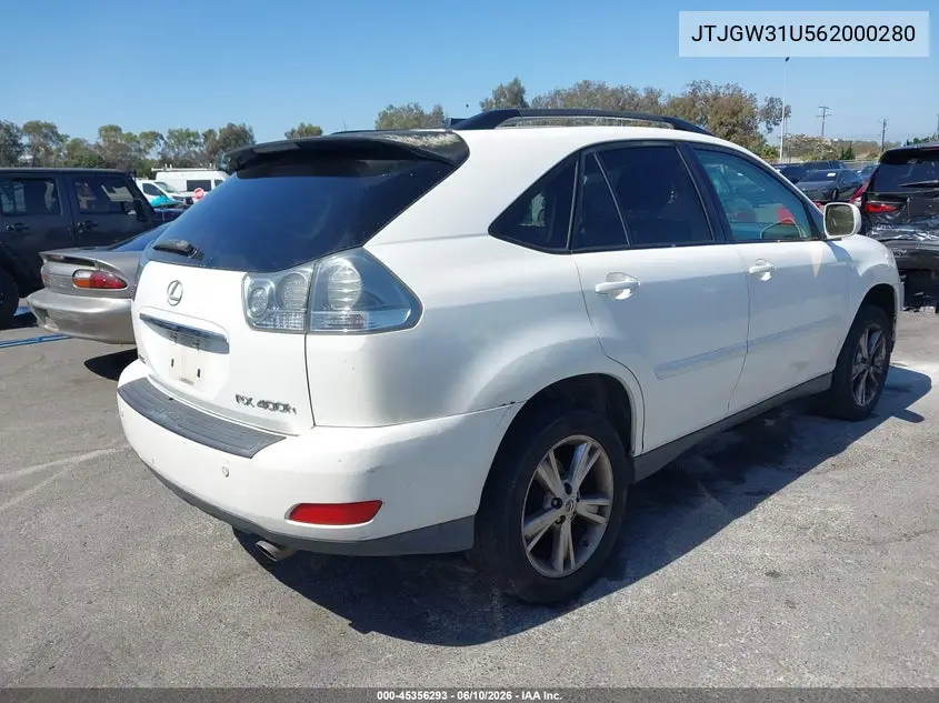 2006 Lexus Rx 400H VIN: JTJGW31U562000280 Lot: 45356293