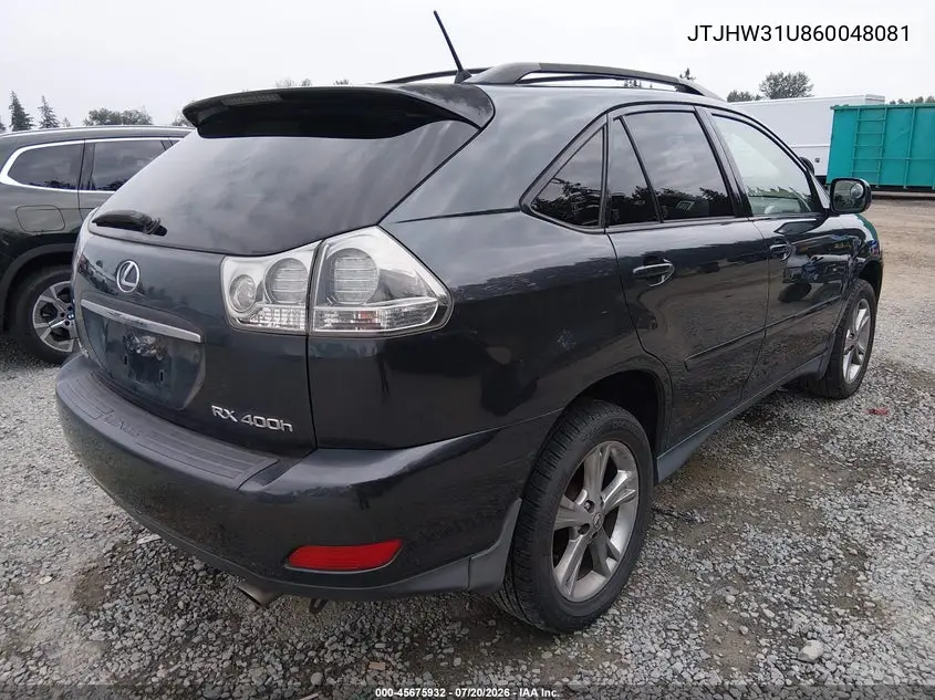 2006 Lexus Rx 400H VIN: JTJHW31U860048081 Lot: 45675932
