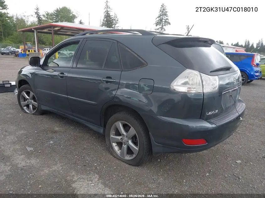 2007 Lexus Rx 350 VIN: 2T2GK31U47C018010 Lot: 45214040