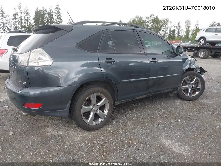 2007 Lexus Rx 350 VIN: 2T2GK31U47C018010 Lot: 45214040