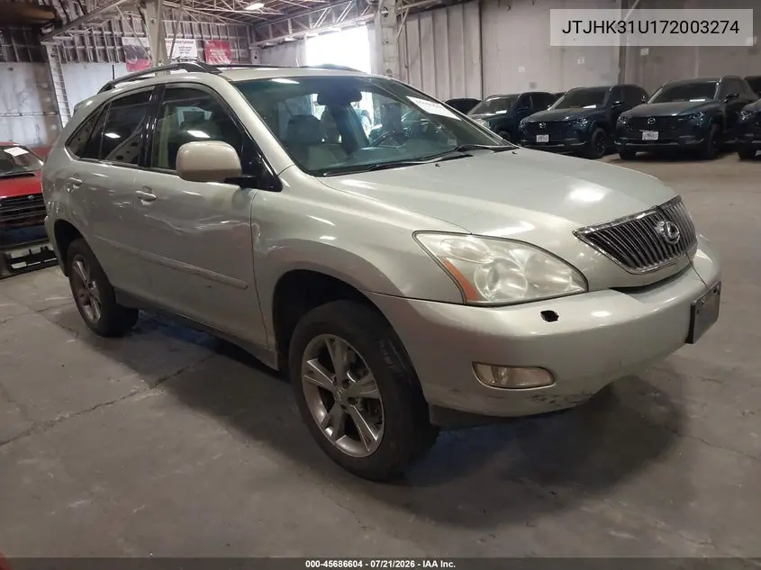 2007 Lexus Rx 350 VIN: JTJHK31U172003274 Lot: 45686604