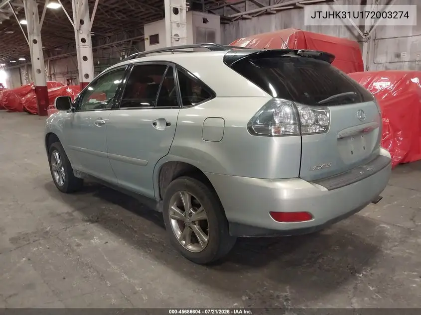 2007 Lexus Rx 350 VIN: JTJHK31U172003274 Lot: 45686604