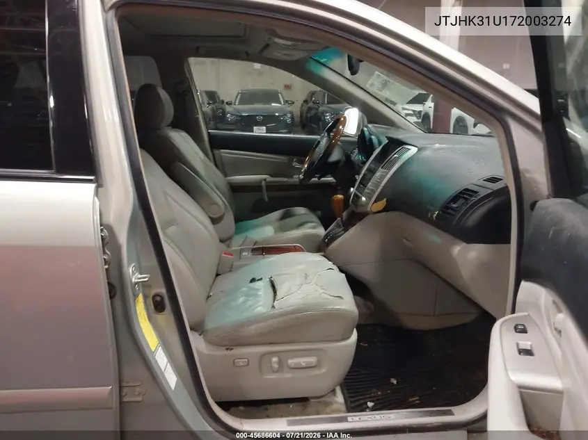 2007 Lexus Rx 350 VIN: JTJHK31U172003274 Lot: 45686604