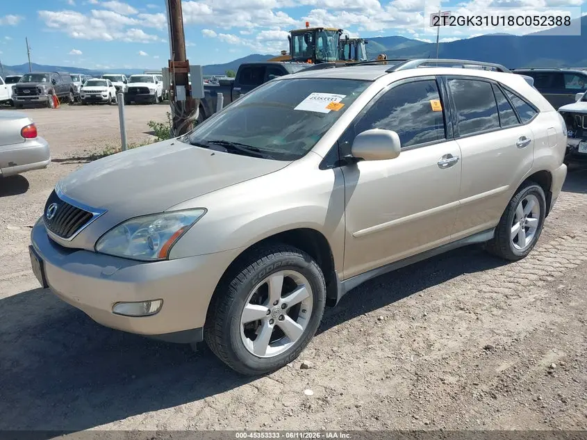 2008 Lexus Rx 350 VIN: 2T2GK31U18C052388 Lot: 45353333