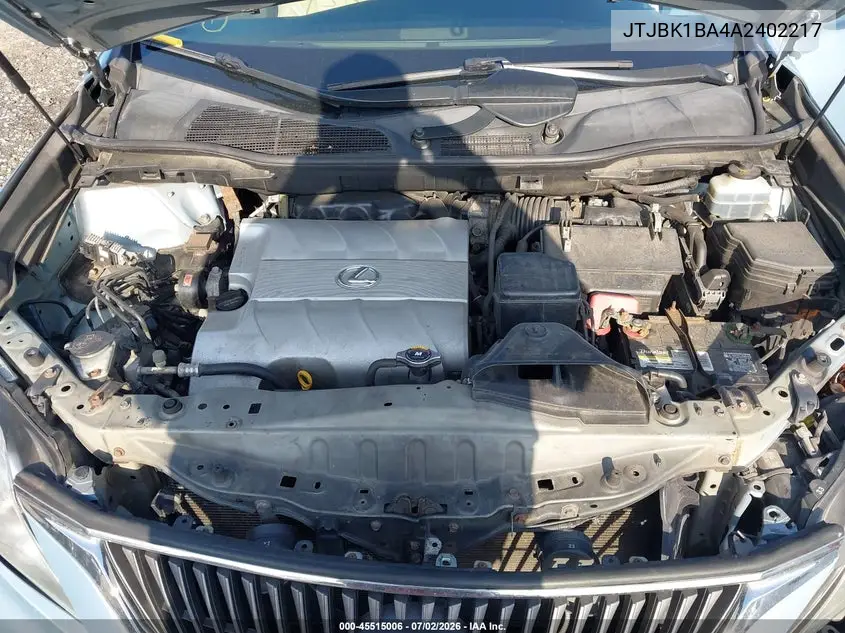 2010 Lexus Rx 350 VIN: JTJBK1BA4A2402217 Lot: 45515006