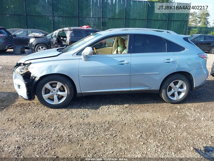2010 Lexus Rx 350 VIN: JTJBK1BA4A2402217 Lot: 45515006