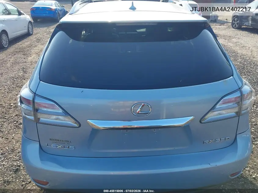 2010 Lexus Rx 350 VIN: JTJBK1BA4A2402217 Lot: 45515006