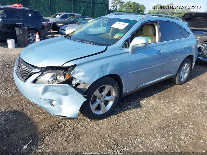 2010 Lexus Rx 350 VIN: JTJBK1BA4A2402217 Lot: 45515006