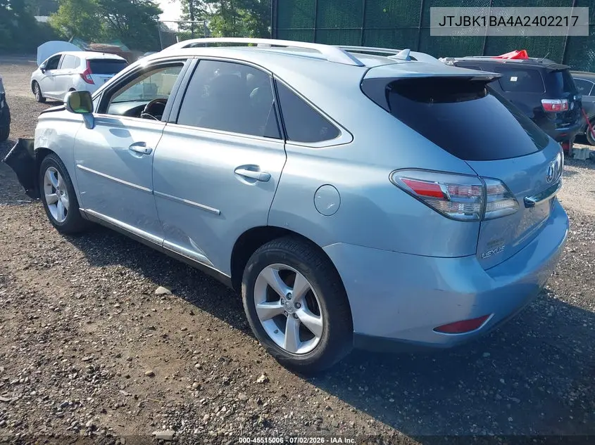 2010 Lexus Rx 350 VIN: JTJBK1BA4A2402217 Lot: 45515006