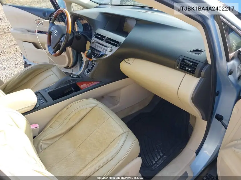 2010 Lexus Rx 350 VIN: JTJBK1BA4A2402217 Lot: 45515006