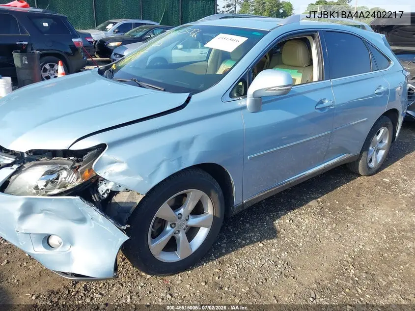 2010 Lexus Rx 350 VIN: JTJBK1BA4A2402217 Lot: 45515006