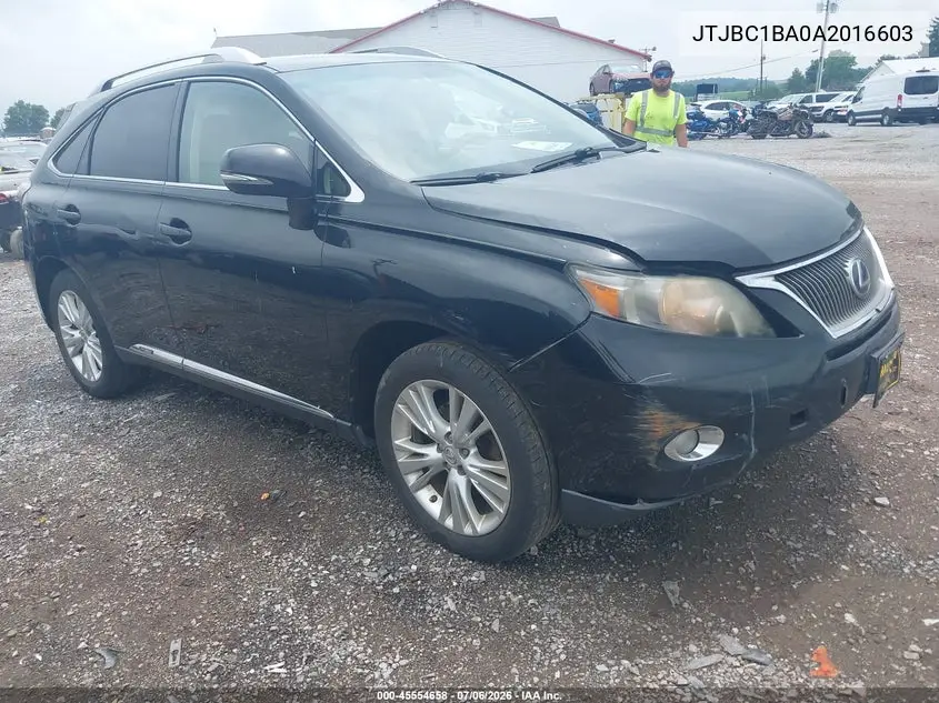 2010 Lexus Rx 450H VIN: JTJBC1BA0A2016603 Lot: 45554658