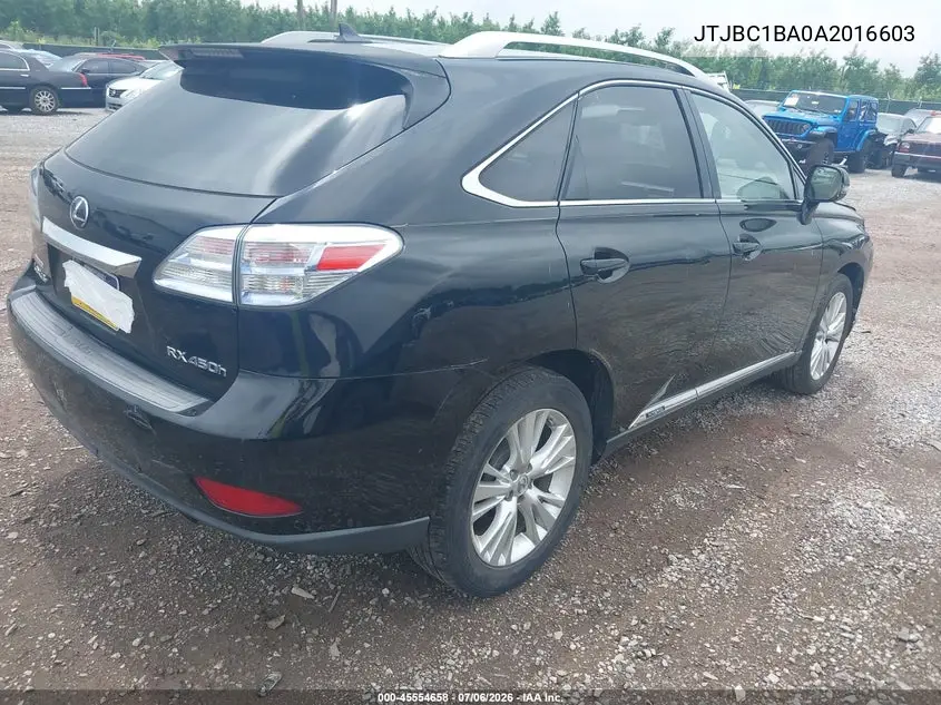 2010 Lexus Rx 450H VIN: JTJBC1BA0A2016603 Lot: 45554658