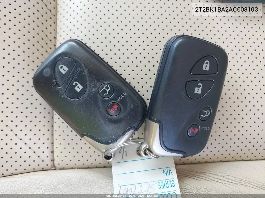 2010 Lexus Rx 350 VIN: 2T2BK1BA2AC008103 Lot: 45576186