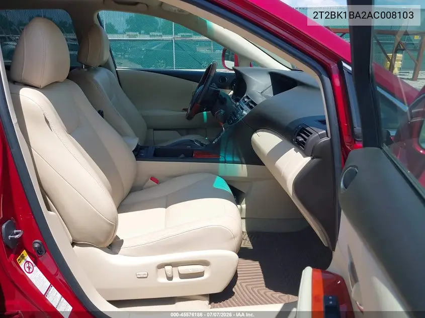 2010 Lexus Rx 350 VIN: 2T2BK1BA2AC008103 Lot: 45576186