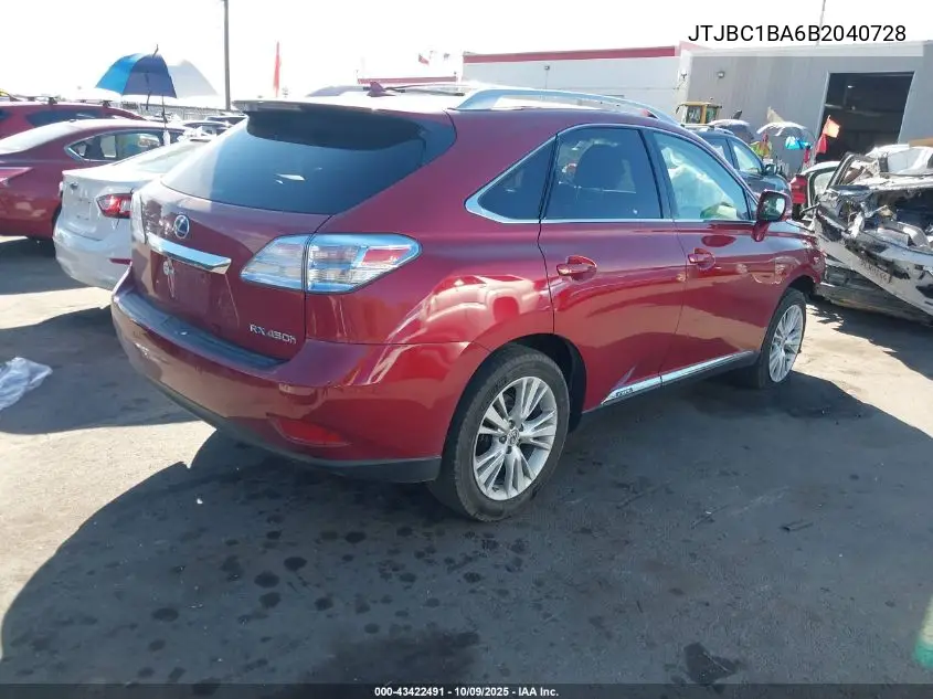 JTJBC1BA6B2040728 2011 Lexus Rx 450H