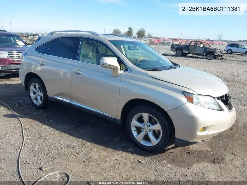 2T2BK1BA6BC111381 2011 Lexus Rx 350
