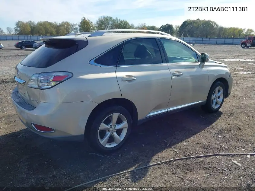 2T2BK1BA6BC111381 2011 Lexus Rx 350