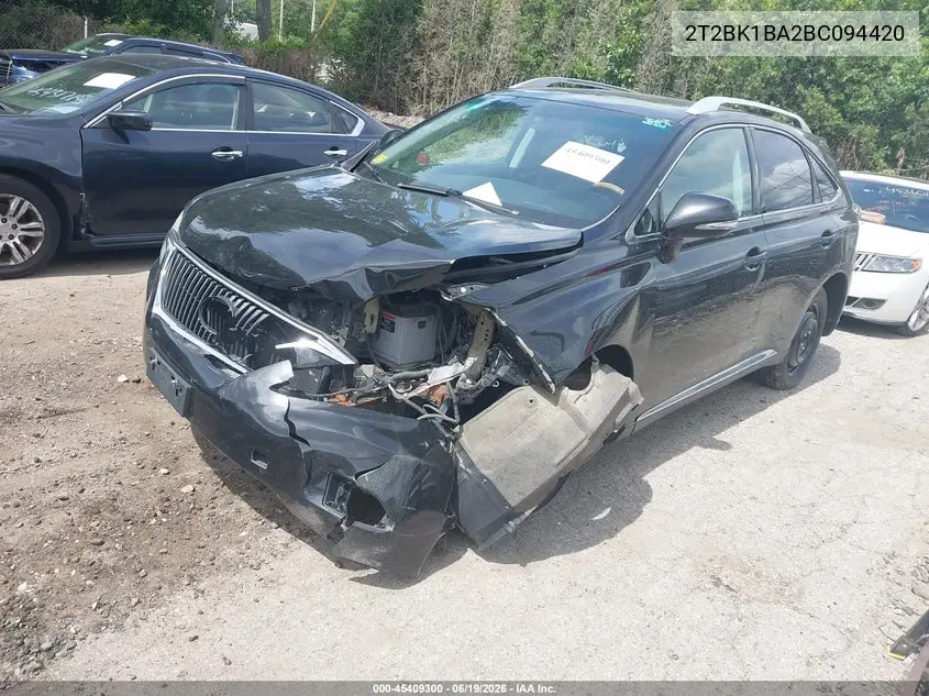 2011 Lexus Rx 350 VIN: 2T2BK1BA2BC094420 Lot: 45409300