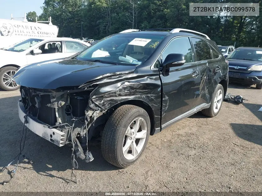 2011 Lexus Rx 350 VIN: 2T2BK1BA7BC099578 Lot: 45580356