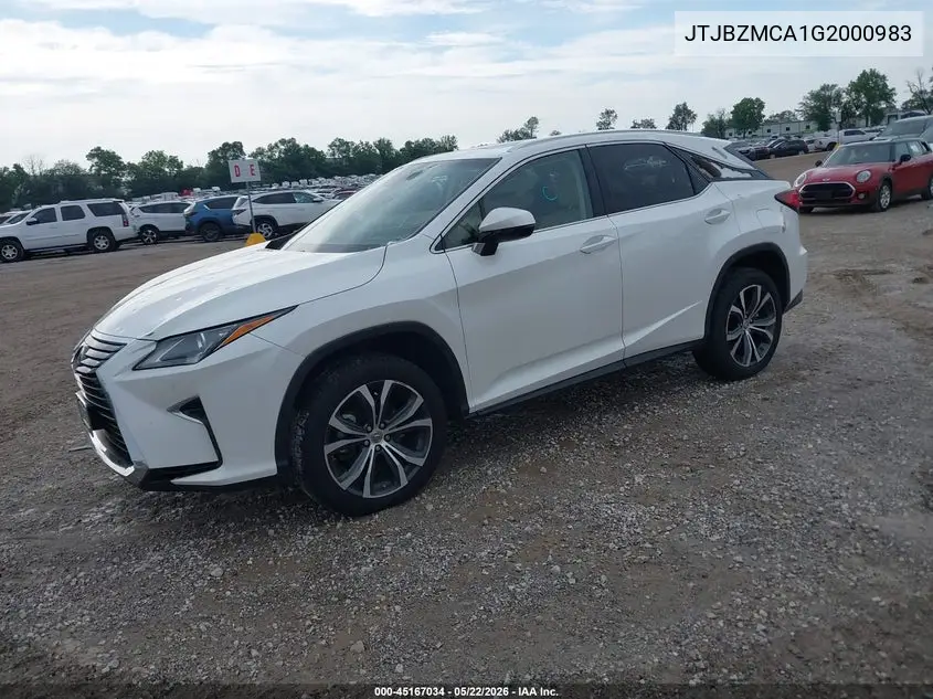 2016 Lexus Rx 350 VIN: JTJBZMCA1G2000983 Lot: 45167034